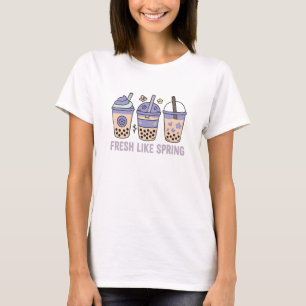 🌸 Fresh Like Spring - Cute Boba Tea Flower T-Shirt
