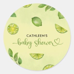 Fresh Lime Citrus Gender Neutral Baby Shower Classic Round Sticker
