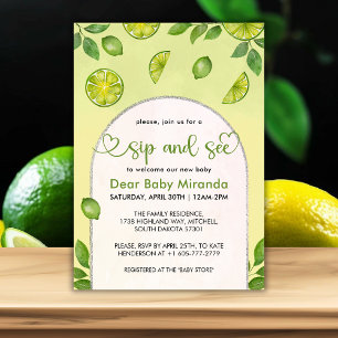 Fresh Lime Citrus Gender Neutral Sip and See Invitation