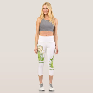 Fresh Lime Juice & Cute Cat Kawaii Design Capri Leggings