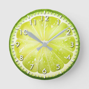 Fresh Lime Slice S01 Round Clock