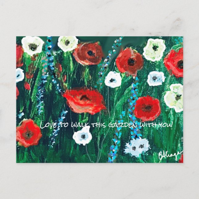 Fresh-looking Flower Field Acrylic For Her Postcard (Front)