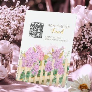 Fresh market honeymoon fund sign, qr code bridal  pedestal sign