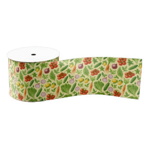 Fresh Market Veggie Ribbon — Soft Lemon Grosgrain Ribbon