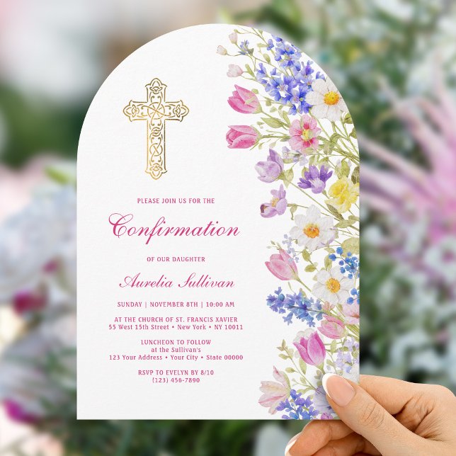 Fresh Meadow Flowers Arch Confirmation Invitation (Creator Uploaded)