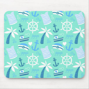 Fresh mint nautical sailor pattern mouse pad