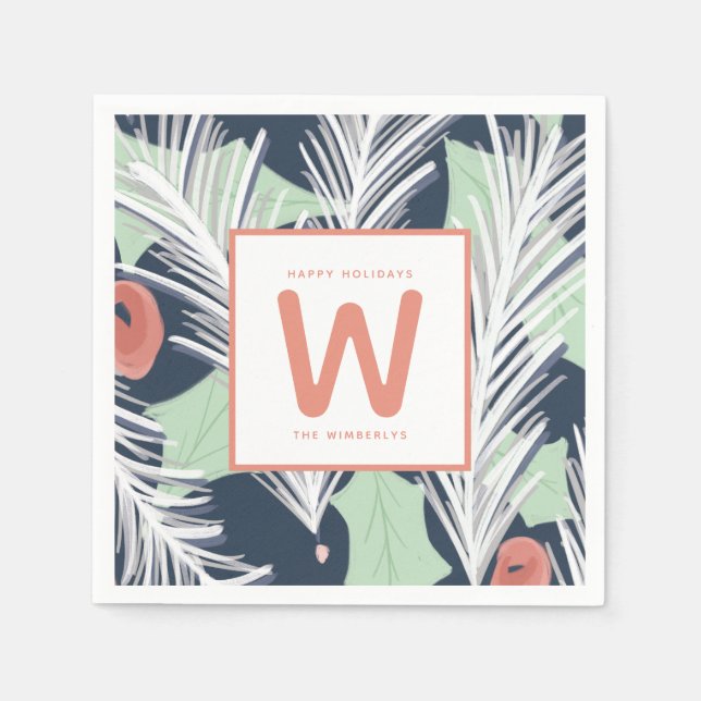 Fresh Mod Merry Holiday Party Napkin (Front)