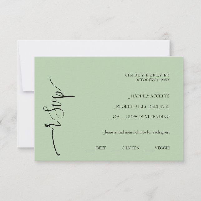 Fresh Modern Olive Green  RSVP Card (Front)