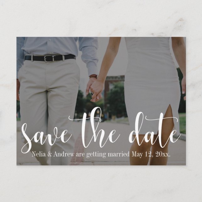 Fresh, Modern Photo Typography 30 Save the Date 1 Announcement Postcard (Front)