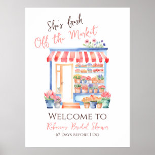 Fresh Off Market Floral Bridal Shower Welcome Sign