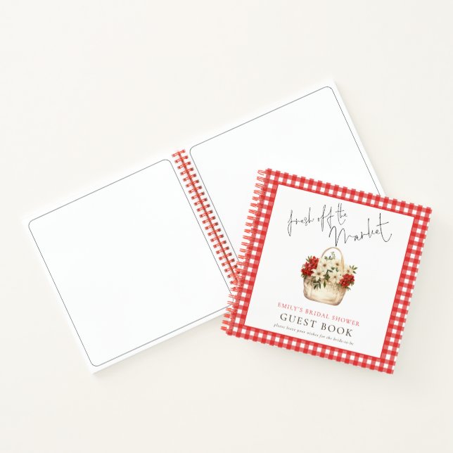 Fresh off Market Gingham Bridal Shower Guest Book (Inside)