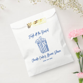 Fresh Off The Market Blue Hand Drawn Bridal Shower Favour Bag