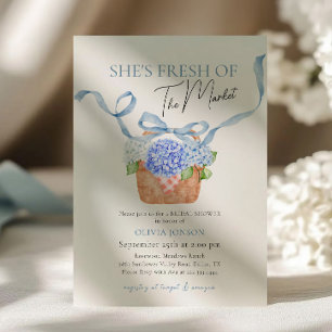 Fresh Off The Market Blue Hydrangea Bridal Shower Invitation