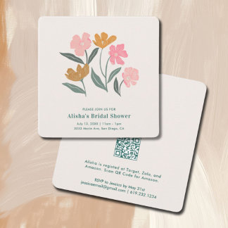 Fresh Off the Market Boho Floral Bridal Shower QR Invitation