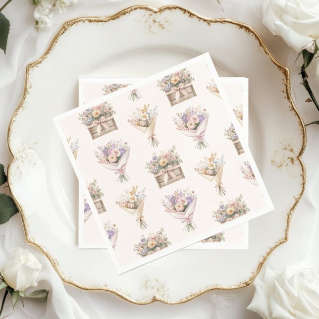 Fresh Off the Market Bouquet Bridal Shower Napkin (Creator Uploaded)