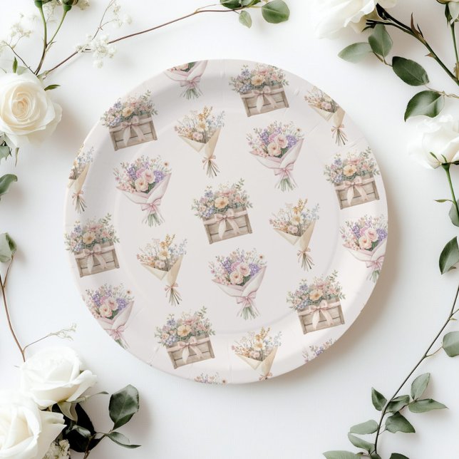 Fresh Off the Market Bouquet Bridal Shower Paper Plate (Creator Uploaded)