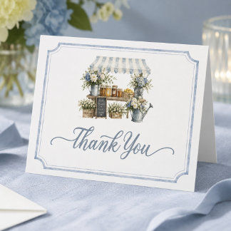 Fresh Off The Market Bridal Shower Blue And White Thank You Card