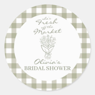 Fresh off the Market Bridal Shower Classic Round Sticker