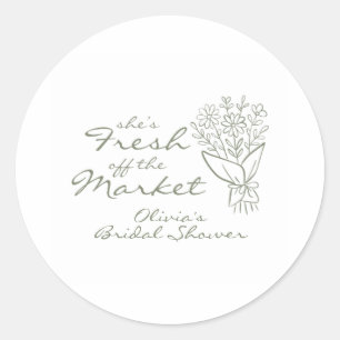Fresh off the Market Bridal Shower Classic Round Sticker