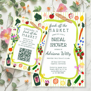 FRESH OFF THE MARKET Bridal Shower CUSTOM QR Code  RSVP Card