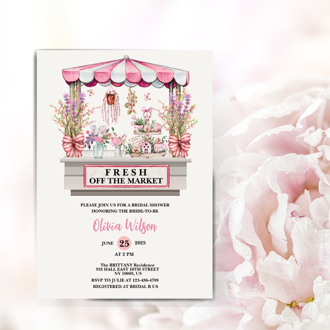 Fresh Off the Market Bridal Shower Floral Chic Inv Invitation (Fresh Off the Market Bridal Shower Floral Chic )