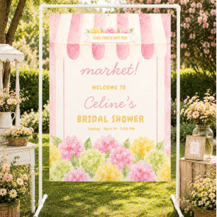 Fresh Off the Market Bridal Shower Floral Welcome Tapestry