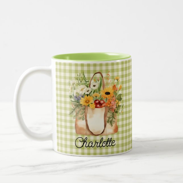 Fresh Off the Market Bridal Shower Gift Two-Tone Coffee Mug (Left)