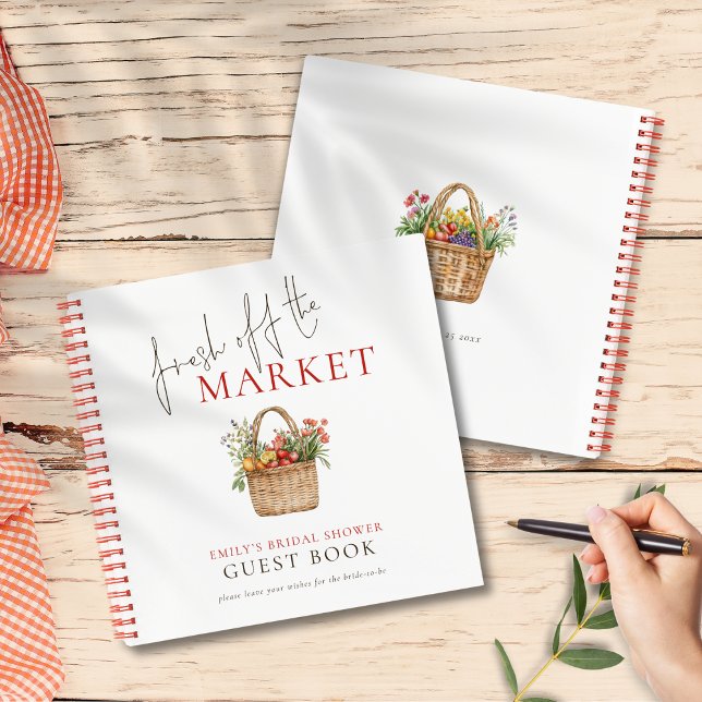 Fresh off the Market Bridal Shower Guest Book (Front and back view)