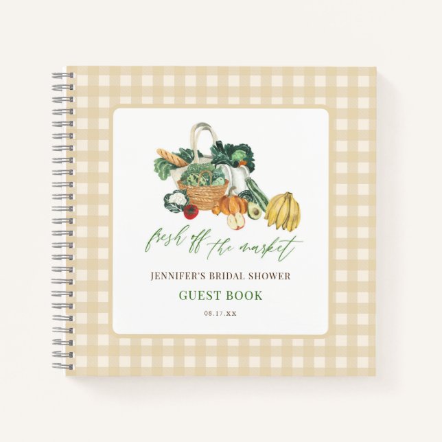 Fresh Off The Market Bridal Shower Guestbook Notebook (Front)