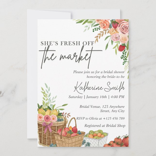 Fresh Off The Market Bridal Shower Invitation Temp (Front)