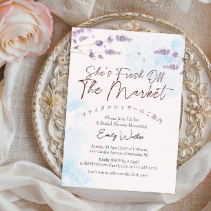 Fresh Off the Market Bridal Shower Lavender Blue Invitation