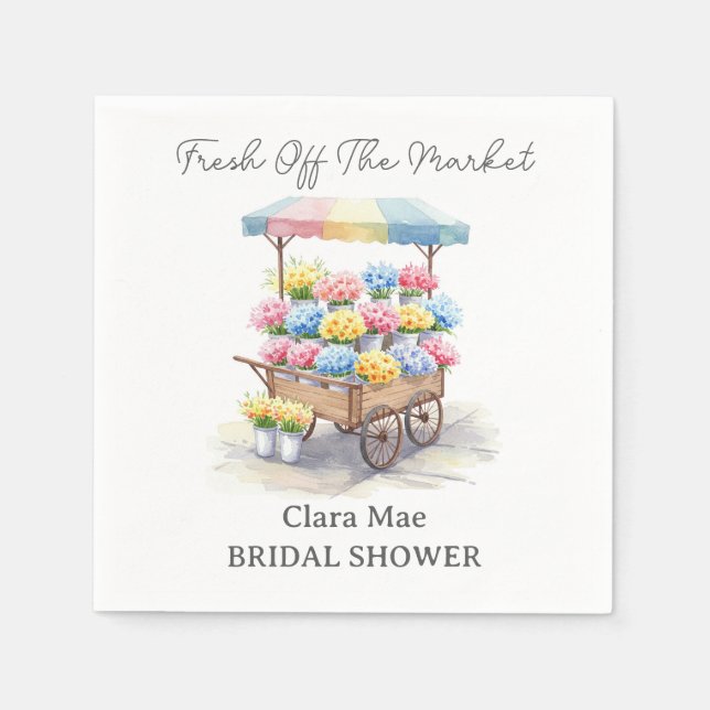 Fresh Off The Market Bridal Shower Napkin (Front)
