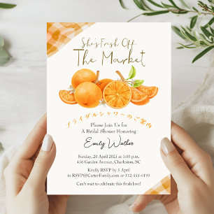 Fresh Off the Market Bridal Shower Orange Rustic Invitation