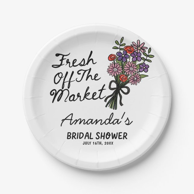 Fresh Off The Market Bridal Shower Paper Plate (Front)