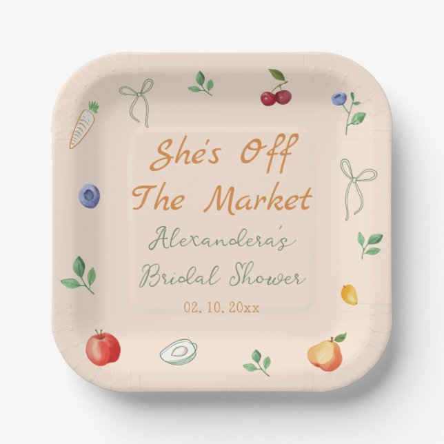 Fresh Off the Market Bridal Shower Paper Plate (Front)
