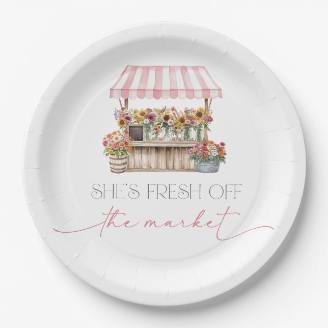 Fresh off the Market Bridal Shower Paper Plate (Front)