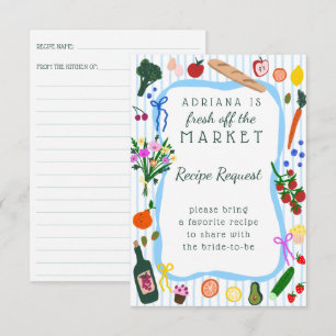 FRESH OFF THE MARKET Bridal Shower Recipe Request Enclosure Card