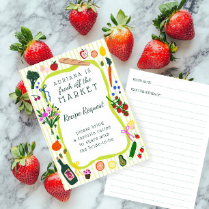 FRESH OFF THE MARKET Bridal Shower Recipe Request Enclosure Card