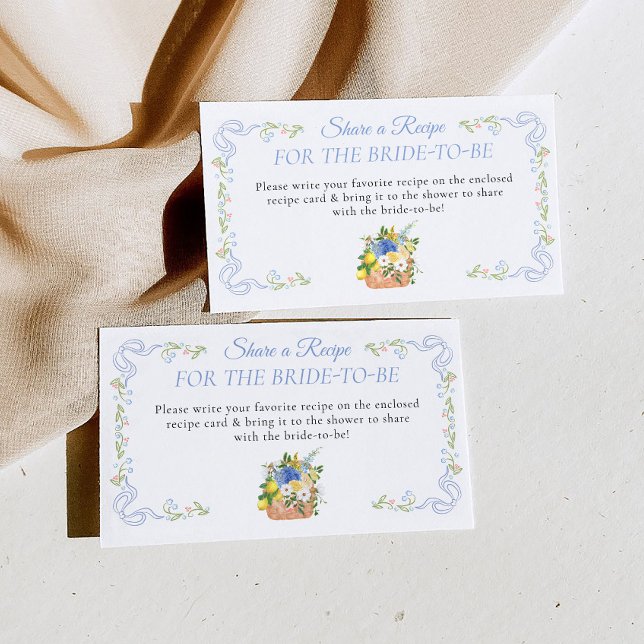 Fresh Off The Market Bridal Shower Recipe Request Enclosure Card (Creator Uploaded)