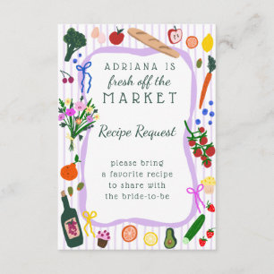FRESH OFF THE MARKET Bridal Shower Recipe Request Enclosure Card