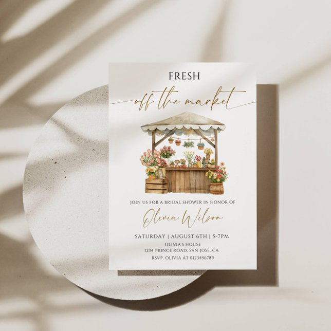 Fresh Off the Market Bridal Shower – Rustic & Fun  Invitation (Creator Uploaded)