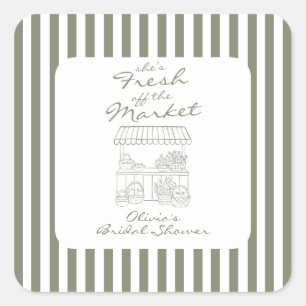 Fresh off the Market Bridal Shower Square Sticker
