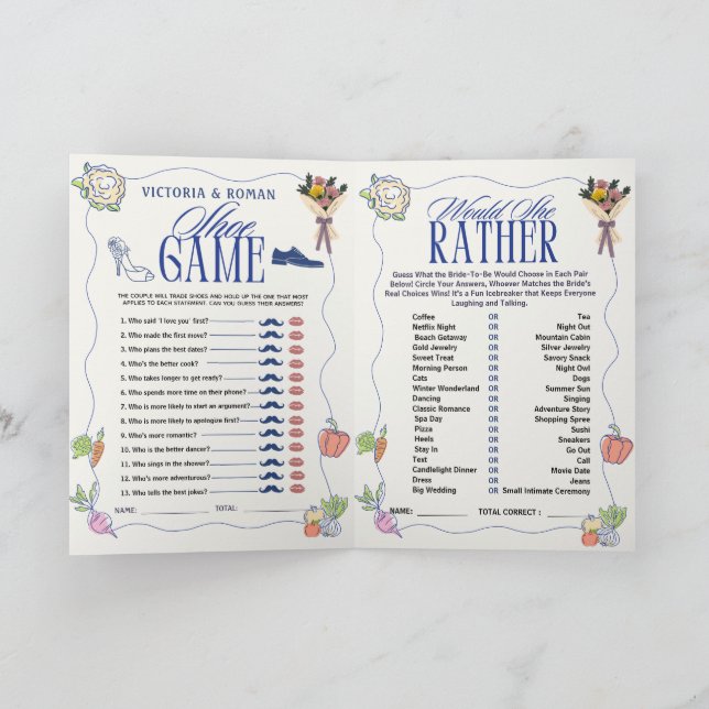 Fresh Off the Market Bridal Shower Wedding 4 Games Invitation (Inside)