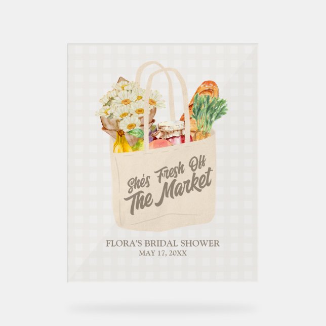 Fresh Off the Market Bridal Shower Welcome Sign (Front)