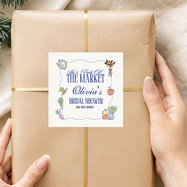 Fresh Off the Market Bridal Shower Welcome To Square Sticker (Fresh Off the Market Bridal Shower Welcome To Square Sticker)