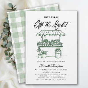 Fresh Off the Market Calligraphy Bridal Shower Invitation