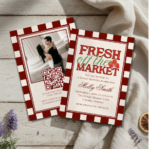 Fresh Off the Market Checkered Bridal Shower Invitation
