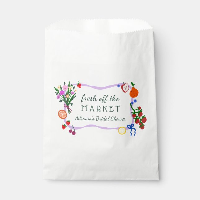 FRESH OFF THE MARKET Cute Custom Bridal Shower Favour Bag (Front)