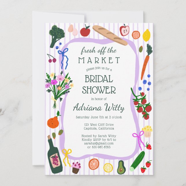 FRESH OFF THE MARKET Cute Custom Bridal Shower Invitation (Front)