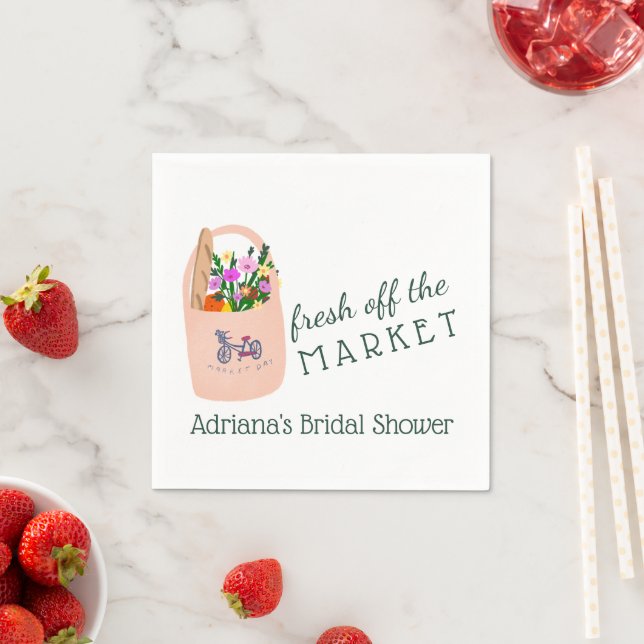 FRESH OFF THE MARKET Cute Custom Bridal Shower Napkin (Insitu)